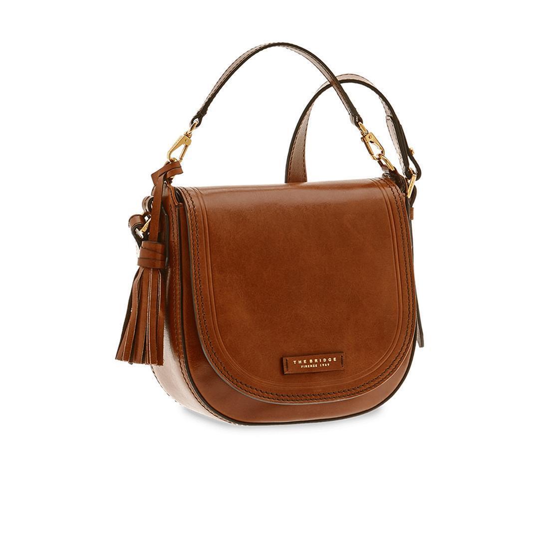 THE BRIDGE - PEARLDISTRICT Üb-Handtasche Ladies Flapbag M Brown Gold Rot von THE BRIDGE