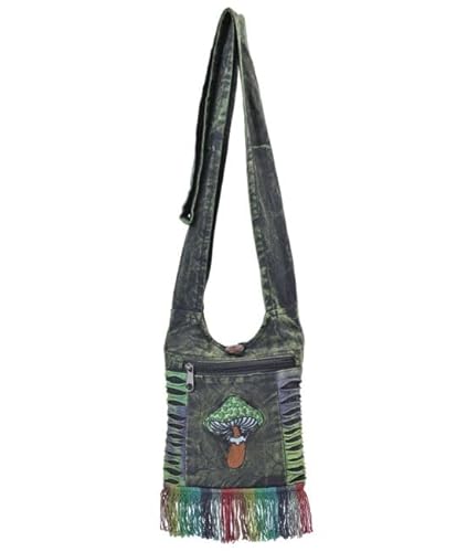 Royal The Collection Kleine Hippie-Telefongeldbörse, Umhängetasche, Boho-Reisetasche, Grüner Pilz von THE COLLECTION ROYAL