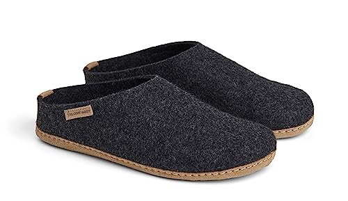 THE COZY SHEEP Filzpantoffeln mit Ledersohle | Praktische Herren & Damen Hausschuhe Sommer und Winter | Bequeme Hüttenschuhe Damen und Herren | Filz Hausschlappen Geschlossen von THE COZY SHEEP