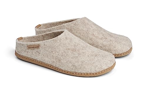 THE COZY SHEEP Filzpantoffeln mit Ledersohle | Praktische Herren & Damen Hausschuhe Sommer und Winter | Bequeme Hüttenschuhe Damen und Herren | Filz Hausschlappen Geschlossen von THE COZY SHEEP