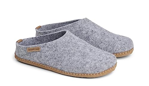 THE COZY SHEEP Filzpantoffeln mit Ledersohle | Praktische Herren & Damen Hausschuhe Sommer und Winter | Bequeme Hüttenschuhe Damen und Herren | Filz Hausschlappen Geschlossen von THE COZY SHEEP