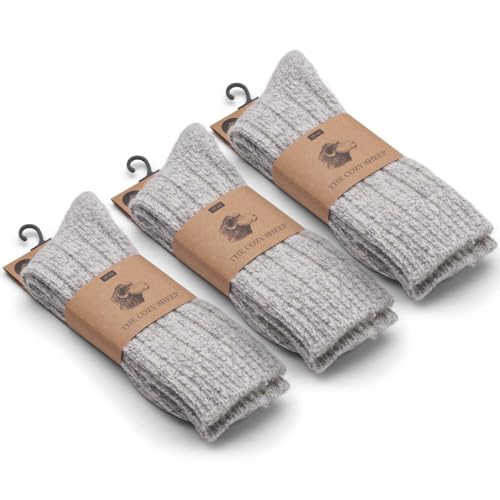 THE COZY SHEEP Wollsocken Herren und Damen 3-Pack (Größe 35-38) | Bequeme Warme Strümpfe | Dicke Kuschelsocken für kalte Füße | Norweger Socken aus Wolle | Langlebige Schafwollsocken von THE COZY SHEEP