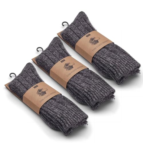 THE COZY SHEEP Wollsocken Herren und Damen 3-Pack (Größe 39-42) | Bequeme Warme Strümpfe | Dicke Kuschelsocken für kalte Füße | Norweger Socken aus Wolle | Langlebige Schafwollsocken von THE COZY SHEEP