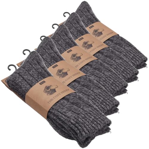 THE COZY SHEEP Wollsocken Herren und Damen 5-Pack (Größe 39-42) | Bequeme Warme Strümpfe | Dicke Kuschelsocken für kalte Füße | Norweger Socken aus Wolle | Langlebige Schafwollsocken von THE COZY SHEEP