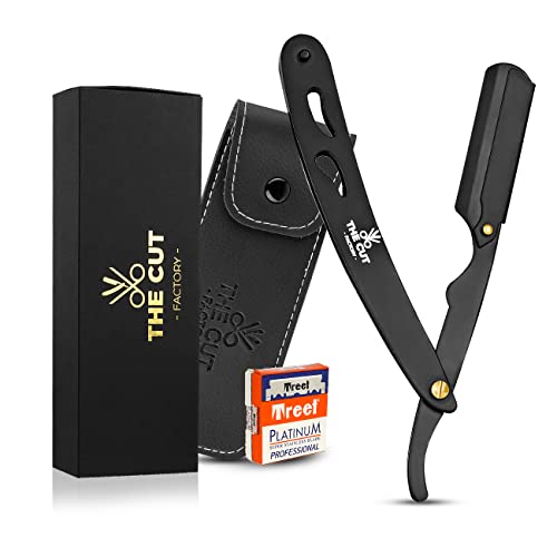 The Cut Factory Rasiermesser für Herren, professioneller Barbier-Rasierer mit gerader Kante für eine komfortable glatte Rasur. Geschenkbox Ledertasche 20 einschneidige Klingen Unsere Klingen fallen The Cut Factory Rasiermesser für Herren, professioneller Barbier-Rasierer mit gerader Kante für eine komfortable glatte Rasur. Geschenkbox Ledertasche 20 einschneidige Klingen Unsere Klingen fallen von THE CUT - FACTORY -