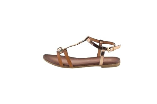 THE DIVINE FACTORY Damen Baldrian Flache Sandale, Camel, 41 EU von THE DIVINE FACTORY