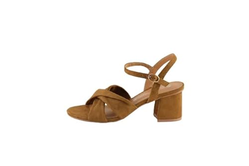 THE DIVINE FACTORY Damen Sieger Sandale mit Absatz, Camel, 36 EU von THE DIVINE FACTORY