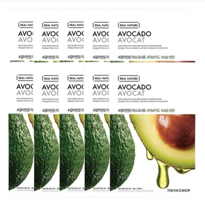 THE FACE SHOP - Real Nature Face Mask - Avocado - 1pc (10ea) Set von THE FACE SHOP