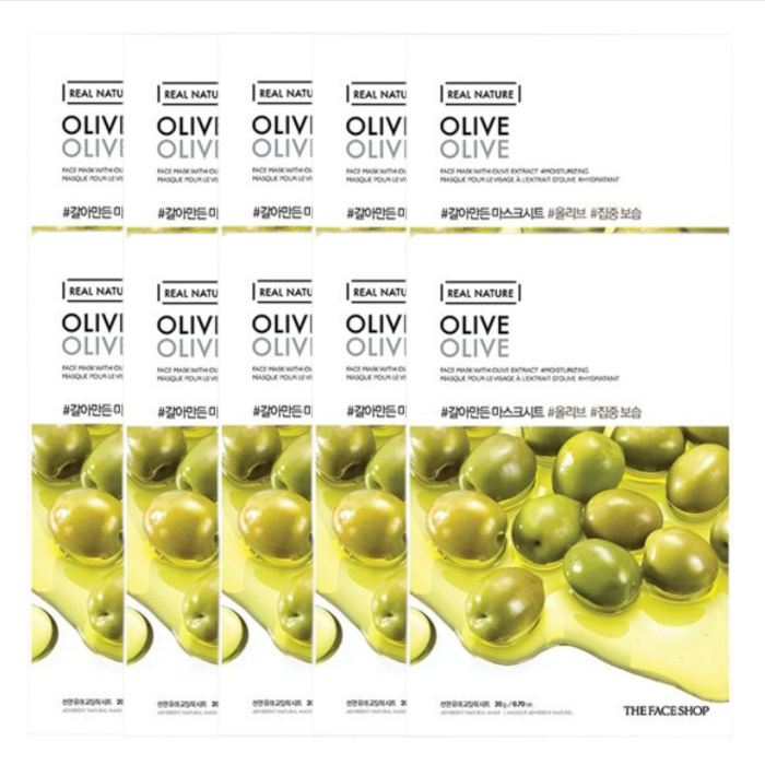 THE FACE SHOP - Real Nature Face Mask - Olive - 1pc (10ea) Set von THE FACE SHOP