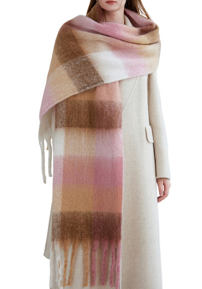 THE FASHION HOUSE Schal Damen Schal Winter Herbst kariert in Übergröße Deckenschal Modeschal, Karo Tartan Streifen Muster Schultertuch Halstuch oversize von THE FASHION HOUSE