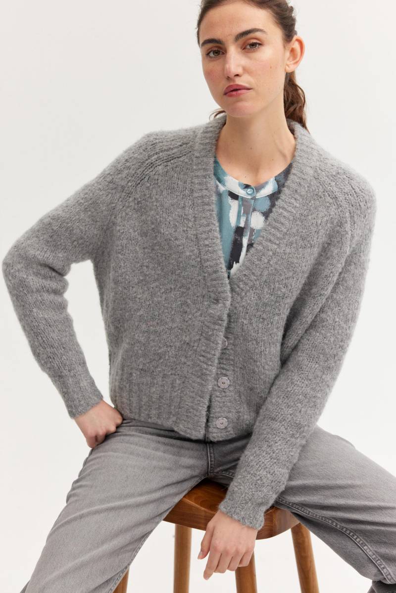 THE FASHION PEOPLE - Fluffy Cardigan silvergrey mel - Gr. - L von THE FASHION PEOPLE