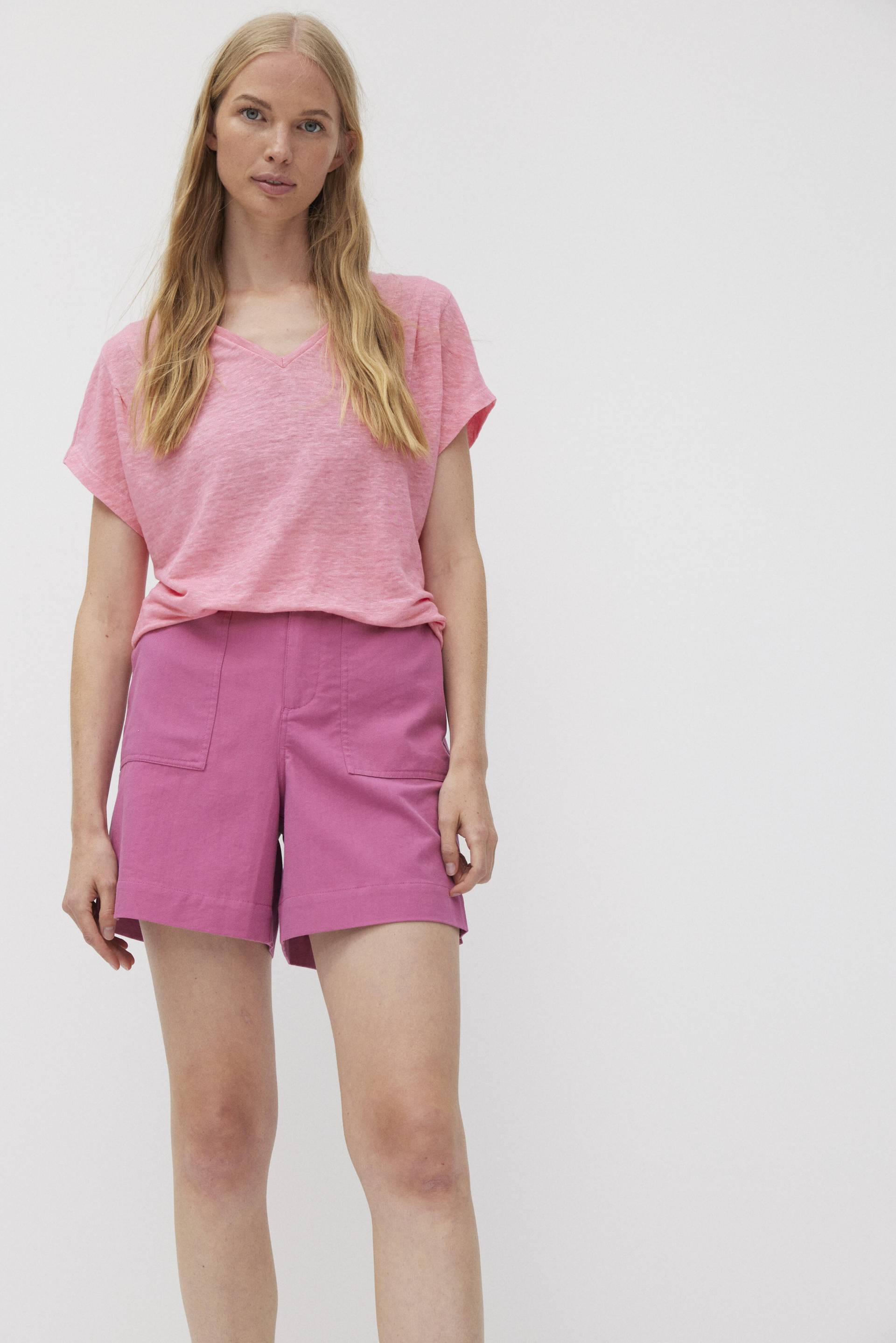 THE FASHION PEOPLE - Linen T-Shirt V-Neck pink - Gr. - S von THE FASHION PEOPLE