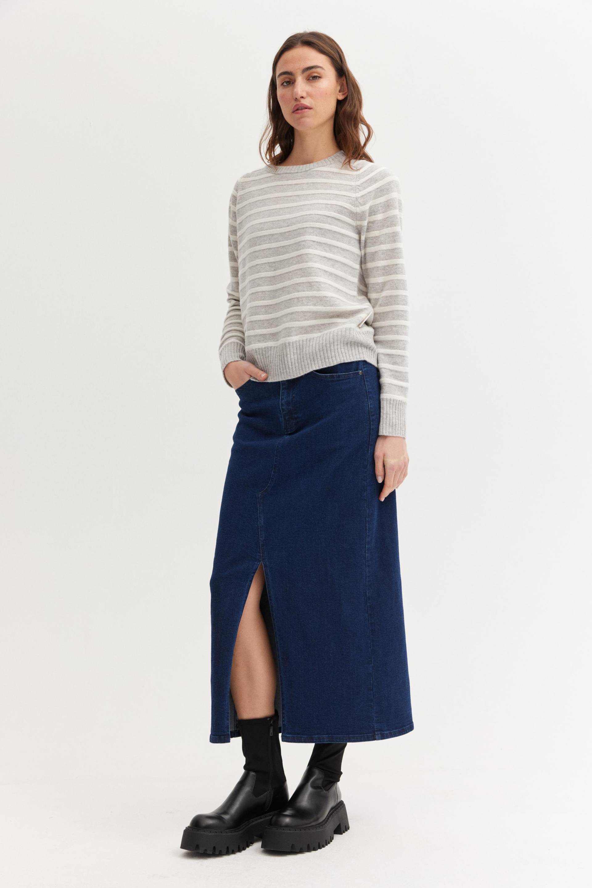 THE FASHION PEOPLE - Merino Pullover striped cloud grey stripe - Gr. - S von THE FASHION PEOPLE