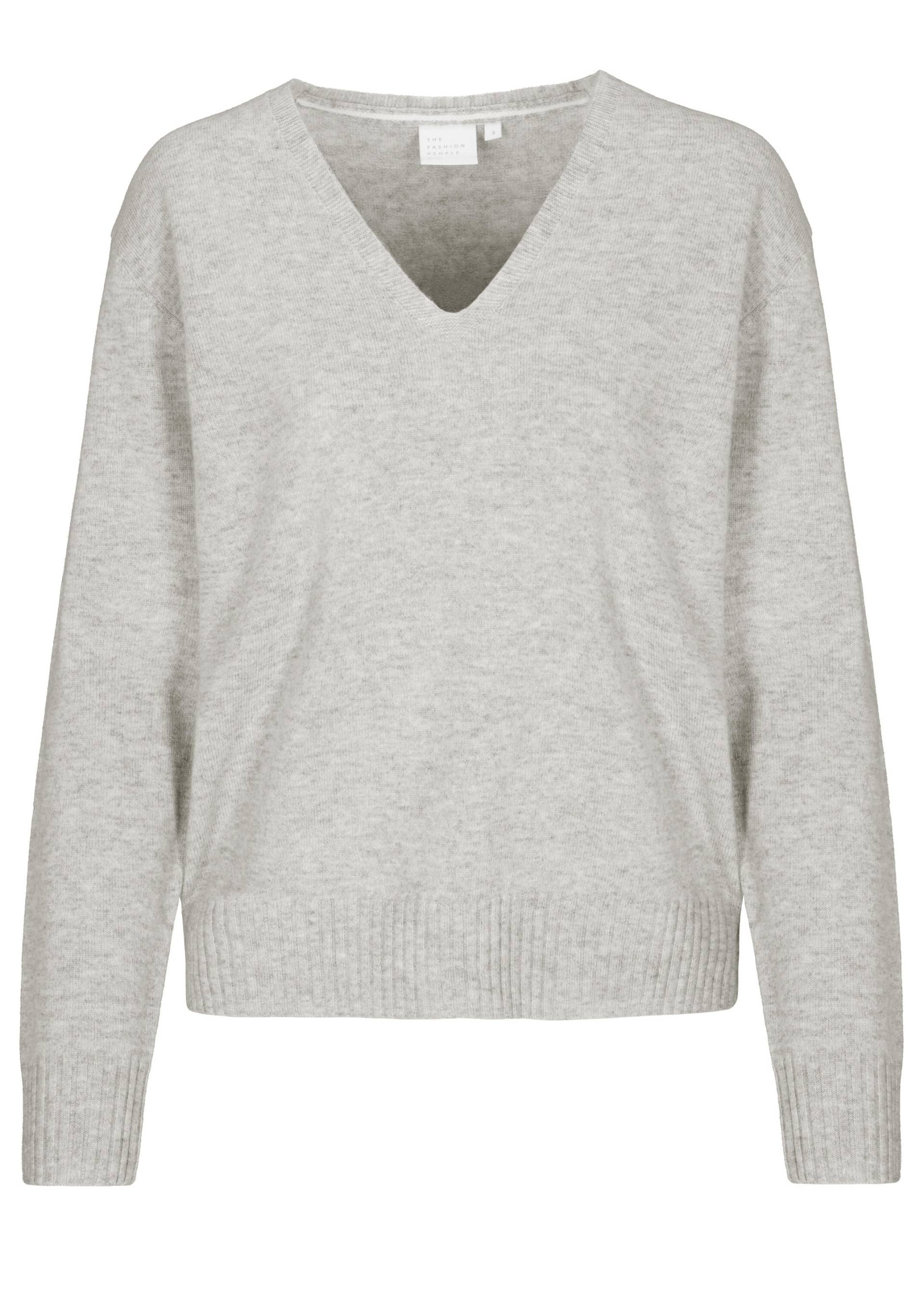 THE FASHION PEOPLE - Merino V-Neck cloud grey mel. - Gr. - L von THE FASHION PEOPLE
