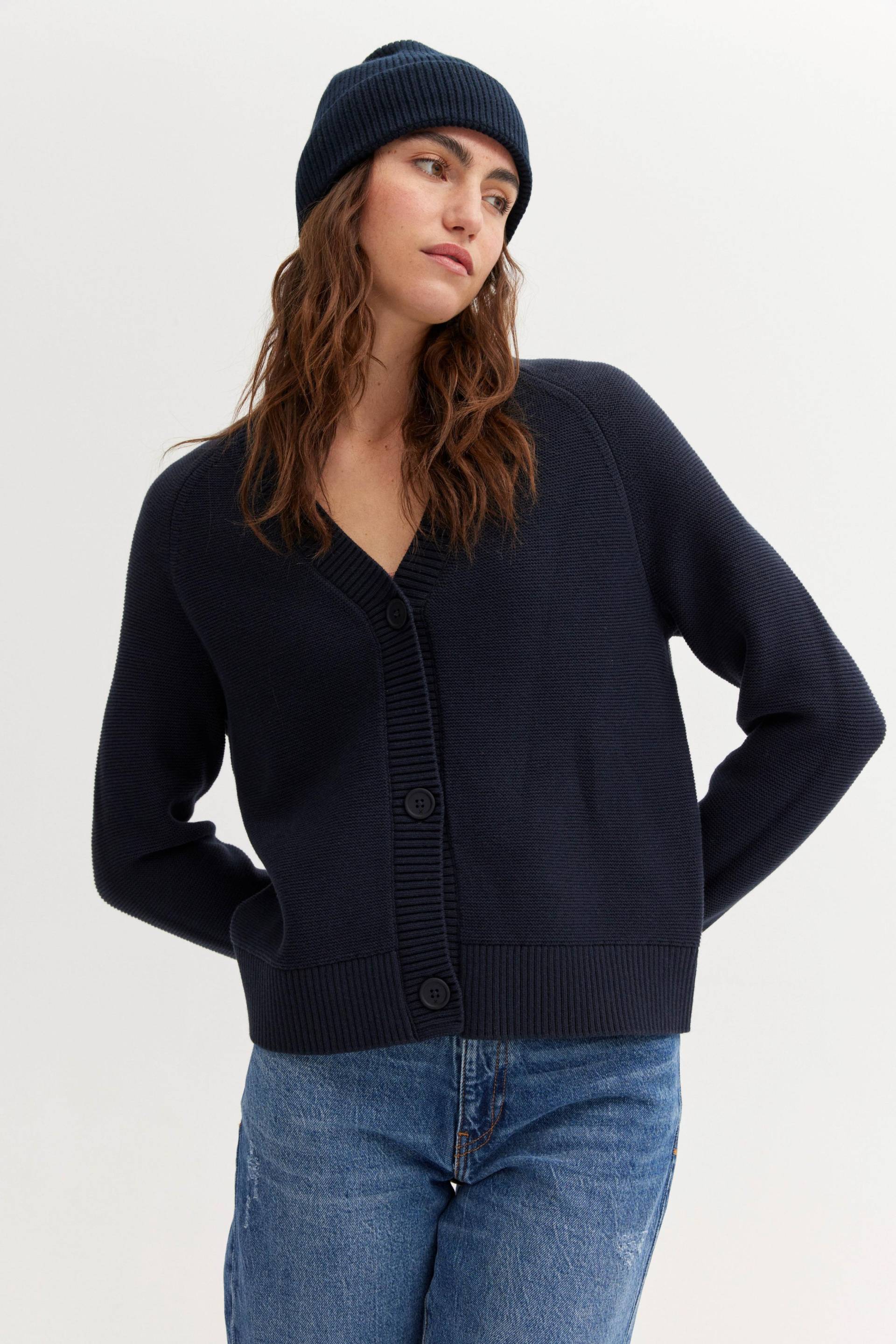 THE FASHION PEOPLE - NOS Cardigan reverse knit 663 night blue - Gr. - XXL von THE FASHION PEOPLE