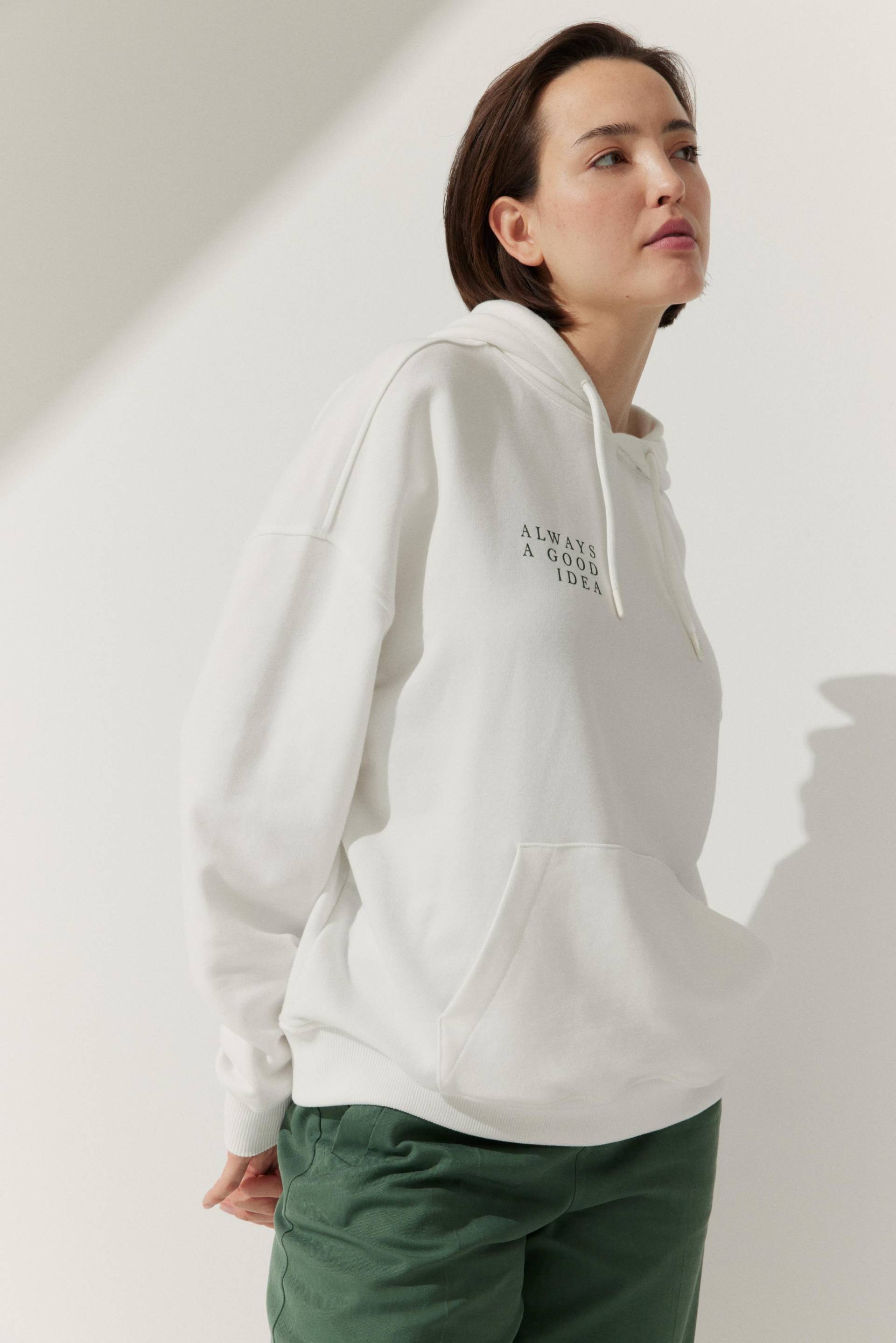 THE FASHION PEOPLE - Oversized Coffee Hoody warm white print von THE FASHION PEOPLE