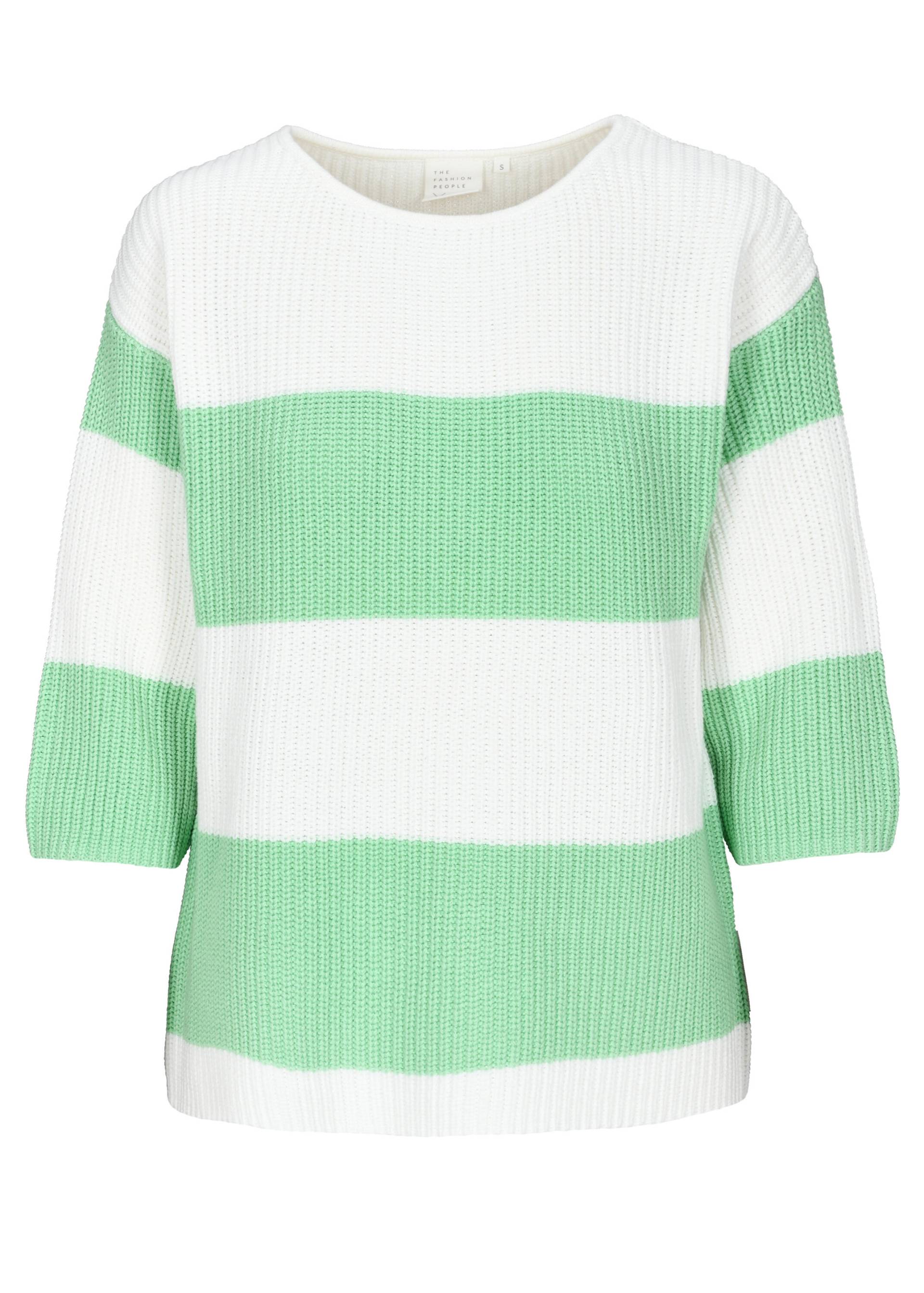 THE FASHION PEOPLE - Pullover 3/4 sleeve striped pistachio stripe - Gr. - L von THE FASHION PEOPLE