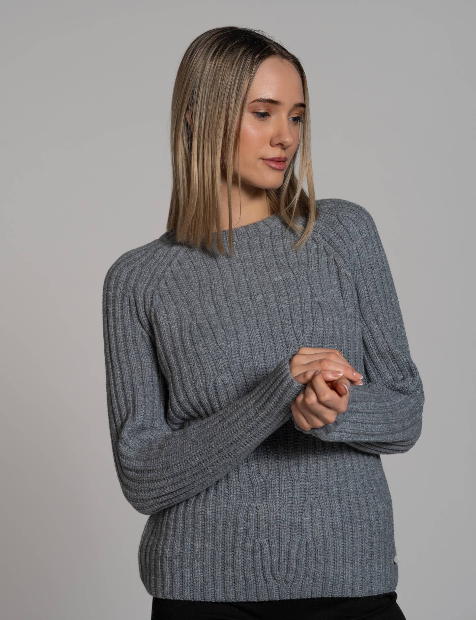 THE FASHION PEOPLE - Rib Roundneck knitted graphite melange - Gr. - XS von THE FASHION PEOPLE