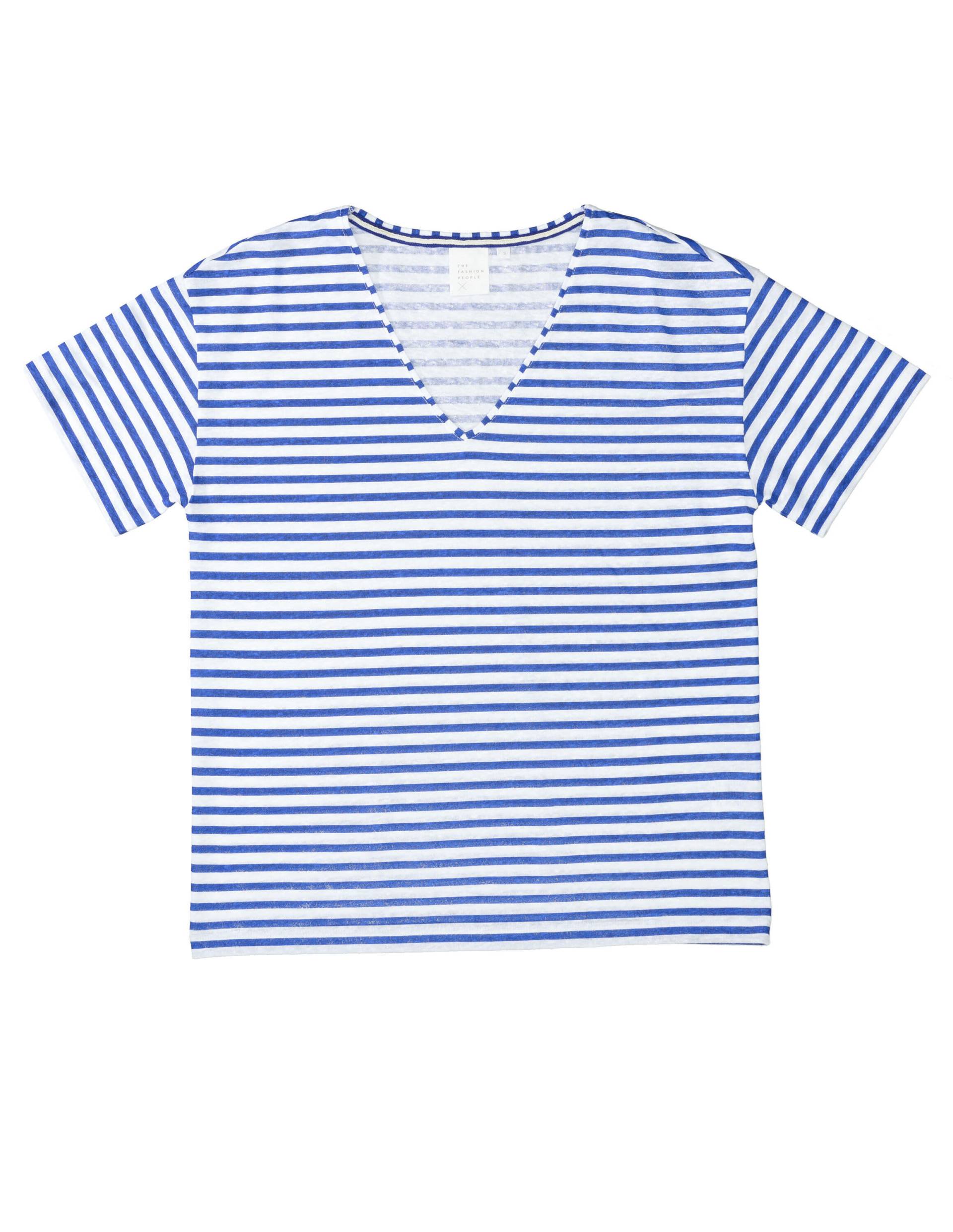 THE FASHION PEOPLE - T-Shirt aus Leinen deep sea stripe - Gr. - XXL von THE FASHION PEOPLE