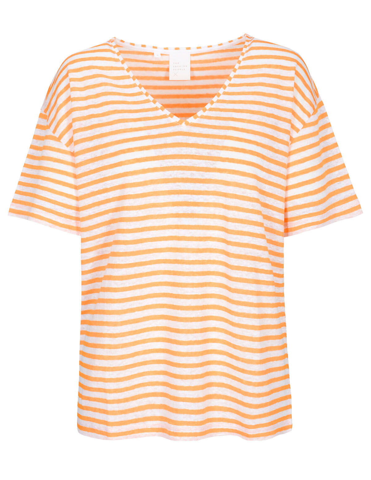 THE FASHION PEOPLE - T-Shirt aus Leinen tangerine stripe - Gr. - XXL von THE FASHION PEOPLE