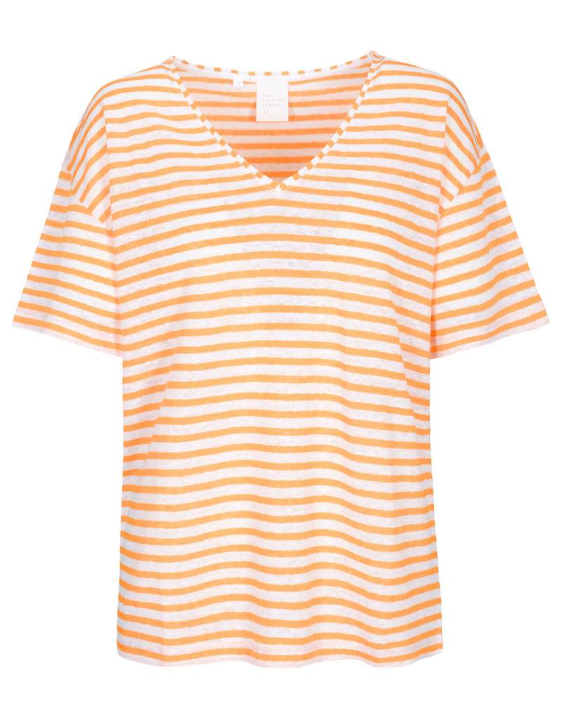 THE FASHION PEOPLE - T-Shirt aus Leinen tangerine stripe - Gr. - XXL von THE FASHION PEOPLE