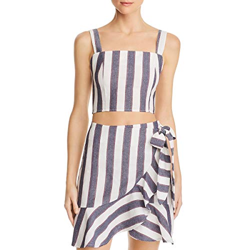 The Fifth Label Damen Sequence Sleeveless Square Neck Cropped Stripe TOP Bluse, Marineblau, Mittel von THE FIFTH LABEL