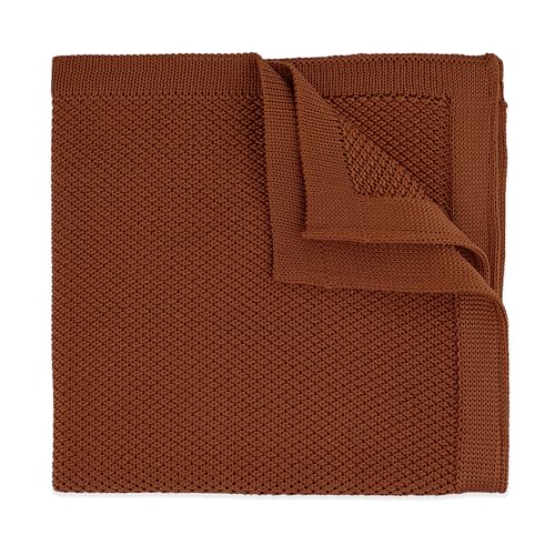 THE GENTS LAB Herren Strick Einstecktuch aus 100% weichem Polyester | über 20+ Farben, Rostorange, 25cm x 25cm von THE GENTS LAB