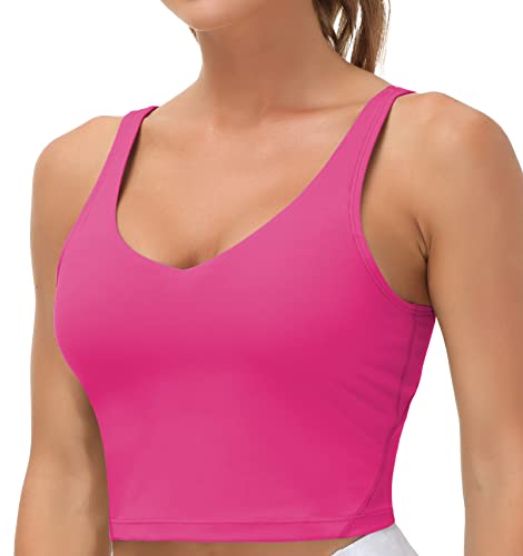 THE GYM PEOPLE Damen Sport-BH Longline drahtlos gepolstert mit mittlerer Unterstützung, Hellrosa, Small von THE GYM PEOPLE