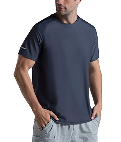 Herren-Lauf-Shirt, kühlend, schnelltrocknend, kurzärmelig, Sport-T-Shirts UPF 50+ - Grau - 3X-Groß von THE GYM PEOPLE