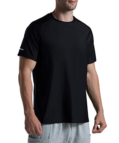 Herren-Lauf-Shirt, kühlend, schnelltrocknend, kurzärmelig, Sport-T-Shirts UPF 50+ - Schwarz - 3X-Groß von THE GYM PEOPLE