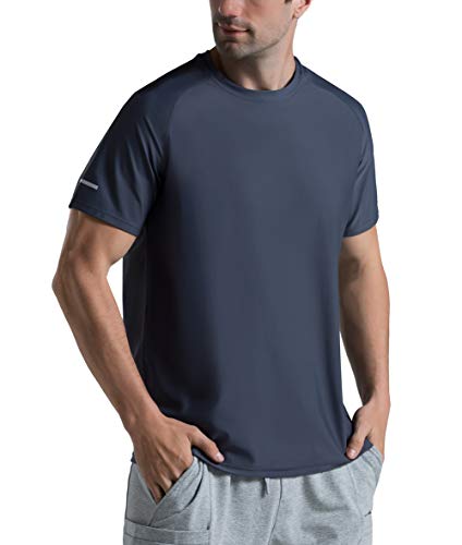 Herren-Laufshirt, kühlend, Eisseide, schnelltrocknend, kurzärmelig, Sport-T-Shirts, LSF 50+, Outdoor-Workout-T-Shirts, dunkelgrau, XX-Large von THE GYM PEOPLE