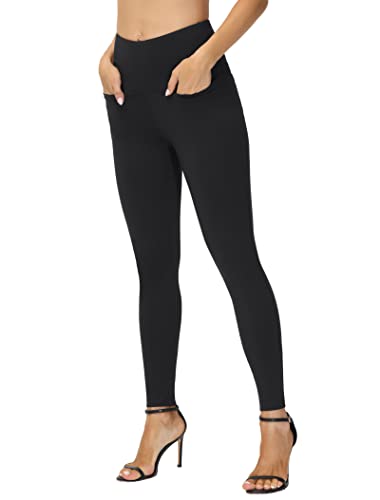 THE GYM PEOPLE Damen Casual Yoga Leggings Hohe Taille Bauchkontrolle Workout Hose mit 4 Taschen, schwarz, M von THE GYM PEOPLE