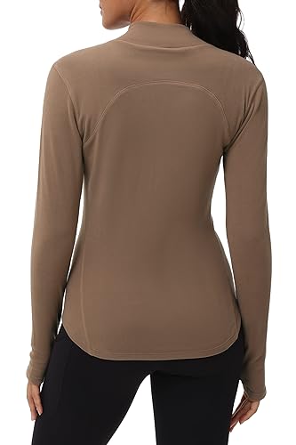 THE GYM PEOPLE Damen Fleece Mock Rollkragen Pullover Thermooberteile Baselayer Shirts Langarm Unterhemd Thermounterwäsche Fitness Oberteile mit Daumenloch von THE GYM PEOPLE