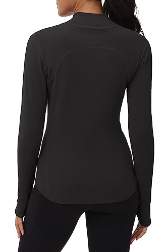 THE GYM PEOPLE Damen Fleece Mock Rollkragen Pullover Thermooberteile Baselayer Shirts Langarm Unterhemd Thermounterwäsche Fitness Oberteile mit Daumenloch von THE GYM PEOPLE