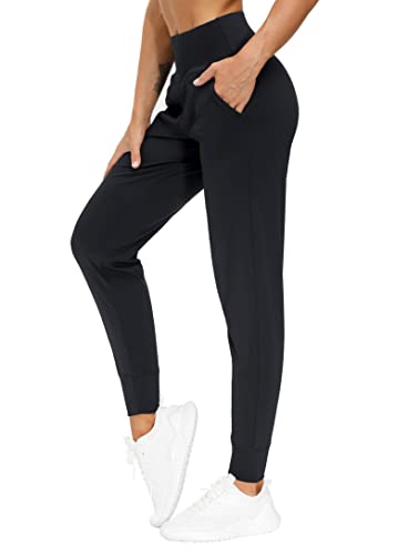 THE GYM PEOPLE Damen-Jogginghose, leichte athletische Leggings, konische Loungehose für Workout, Yoga, Laufen, Schwarz, XXL von THE GYM PEOPLE