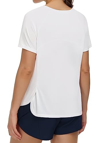 THE GYM PEOPLE Damen Kurzärmeliges Shirts mit Rundhalsausschnitt Atmungsaktiv Yoga T-Shirts mit Seitenschlitzen von THE GYM PEOPLE