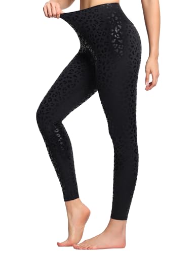 THE GYM PEOPLE Damen-Leggings mit hoher Taille, weich, Bauchkontrolle, Kniebeugen-sicher, Yoga-/Laufhose, Schwarz Leopard, X-Groß von THE GYM PEOPLE