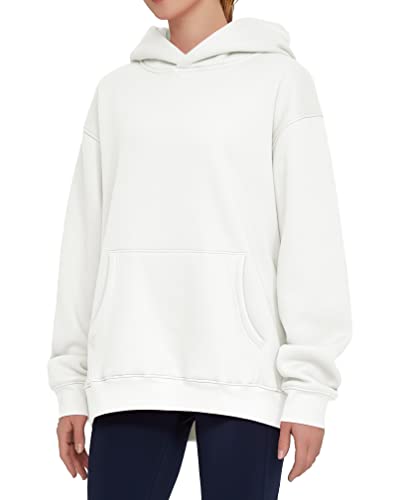 THE GYM PEOPLE Damen Oversize Hoodie Loose Fit Weiches Fleece Pullover Kapuzenpullover Sweatshirt mit Taschen, Weiß, XL von THE GYM PEOPLE