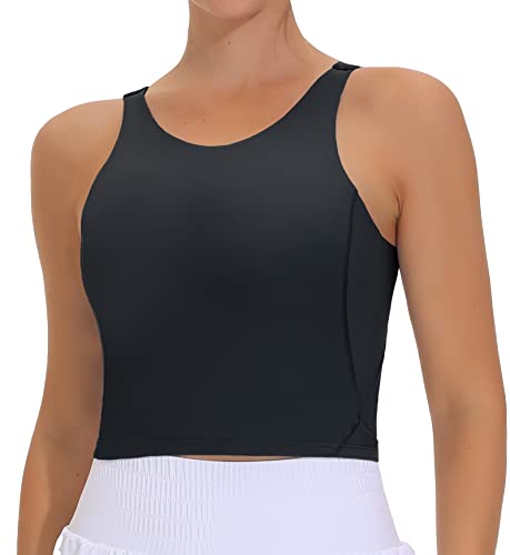 THE GYM PEOPLE Damen Sport BH Ärmellos Workout Tank Tops Laufen Yoga Cropped Tops mit Abnehmbarem Gepolstert von THE GYM PEOPLE