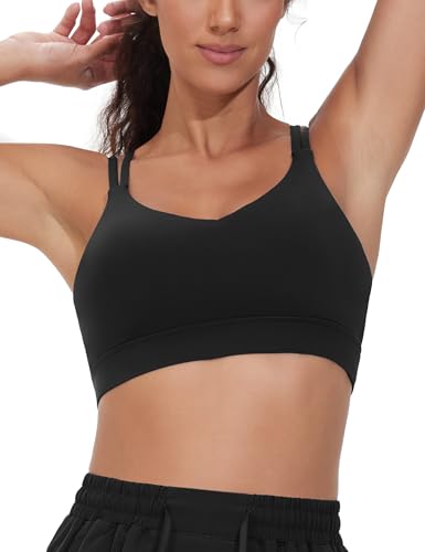 THE GYM PEOPLE Damen Sport BH Doppelten Spaghettiträgern Stützendes Sport Bra mit Gepolstert von THE GYM PEOPLE