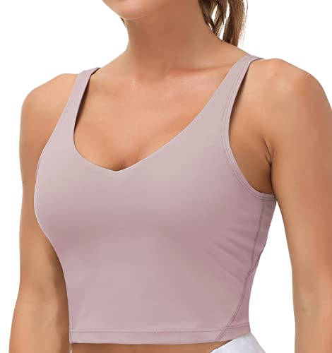 THE GYM PEOPLE Damen Sport-BH Longline Wirefree gepolstert mit mittlerer Unterstützung, Helles Violett, Large von THE GYM PEOPLE