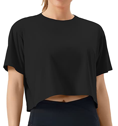 THE GYM PEOPLE Damen Sport Crop Top Kurzarm Lockeres Basic Fitness Shirt Bauchfrei Sommer Yoga Laufen Training Oberteil THE GYM PEOPLE Damen Sport Crop Top Kurzarm Lockeres Basic Fitness Shirt Bauchfrei Sommer Yoga Laufen Training Oberteil von THE GYM PEOPLE