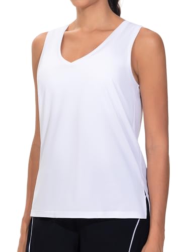 THE GYM PEOPLE Damen V-Ausschnitt Sport Tank Top Locker Ärmellose Shirts Schnelltrocknend Yoga Oberteil mit Seite Split von THE GYM PEOPLE