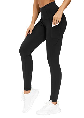 The Gym People Dicke Yogahose mit hoher Taille mit Taschen, Bauchkontrolle, Workout, Laufen, Yoga, Leggings für Damen, Schwarz, X-Groß von THE GYM PEOPLE