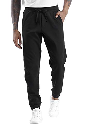 THE GYM PEOPLE Herren-Jogginghose aus Fleece mit tiefen Taschen, athletisch, lockere Passform, für Workout, Laufen, Training, Mit Fleece gefüttert, Schwarz, 36-41 von THE GYM PEOPLE