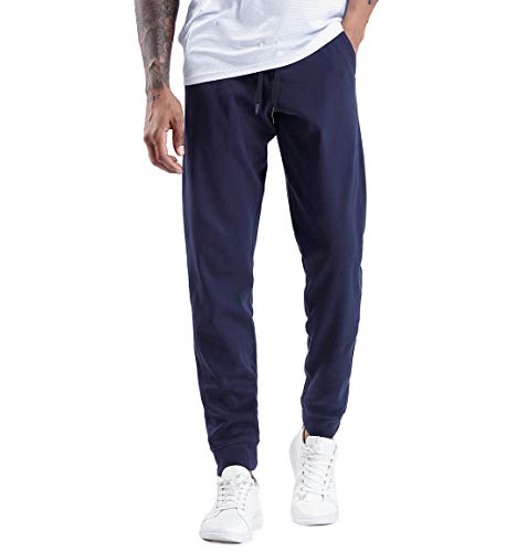 THE GYM PEOPLE Herren-Jogginghose aus Fleece mit tiefen Taschen, athletisch, lockere Passform, für Workout, Laufen, Training, blau, Groß von THE GYM PEOPLE