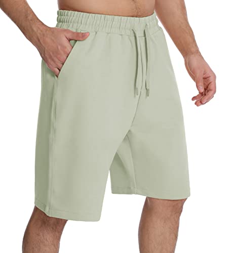 THE GYM PEOPLE Herren-Lounge-Shorts mit tiefen Taschen, lockere Passform, Jersey-Shorts für Laufen, Workout, Training, Basketball, Hellgrün, Klein von THE GYM PEOPLE