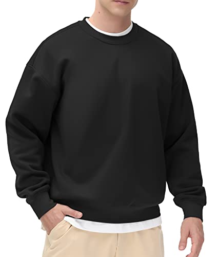 THE GYM PEOPLE Herren Sweatshirt Rundhals Fleece Pullovers Langarm Dicke Lockere Soft Basic Sweatshirt von THE GYM PEOPLE