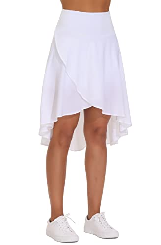 THE GYM PEOPLE Hosenrock Damen Ruffle Wickelrock Asymmetrische Skort Hohe Taille Tennisröcke Sommer Midi Rock mit Hose Taschen von THE GYM PEOPLE