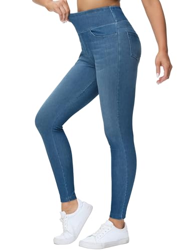 THE GYM PEOPLE Jeggings Damen Stretch High Waist Yogahose Bauchkontrolle Skinny Jeans Leggings mit Taschen von THE GYM PEOPLE
